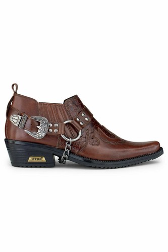 Men brown leather goth - brown,