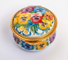 Staffordshire Enamels Pansy Flowers Enamel Box