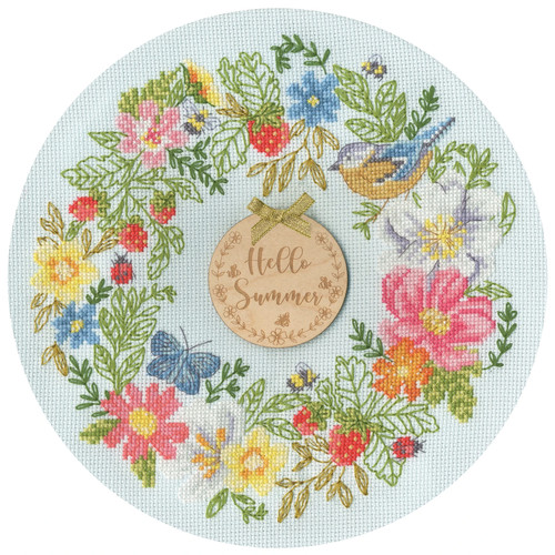 Summer wreath cross stitch - cross,