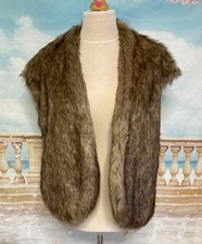Brown Beige Fur Evening Stole Wrap Shawl One Size Faux Mink Fox Soft Elegant