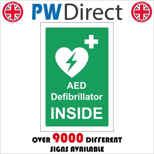 Sign aed defibrillator inside - sign,