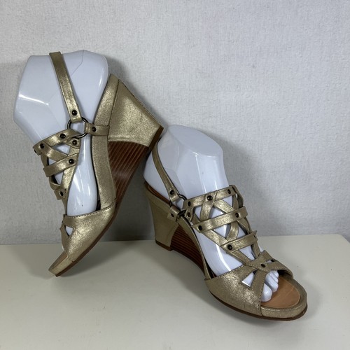 Clarks gold leather gladiator - gold,