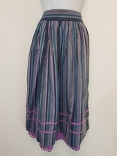 Cotton Vintage Skirt Size 14 16 Purple Midi Frida Kahlo Stripe Midi Petticoat 