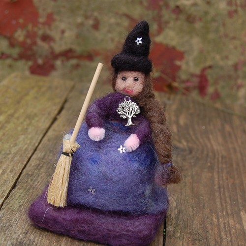 Needle felted kitchen witch - felted,
