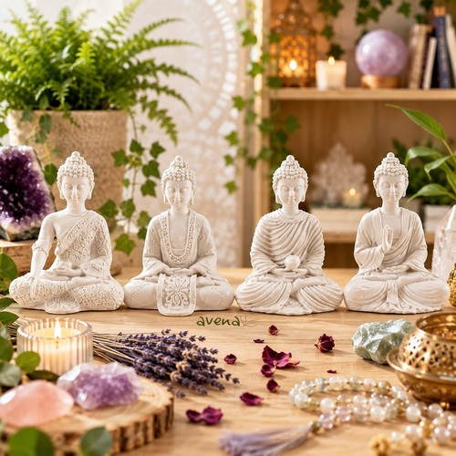 Set four white buddha - set, of