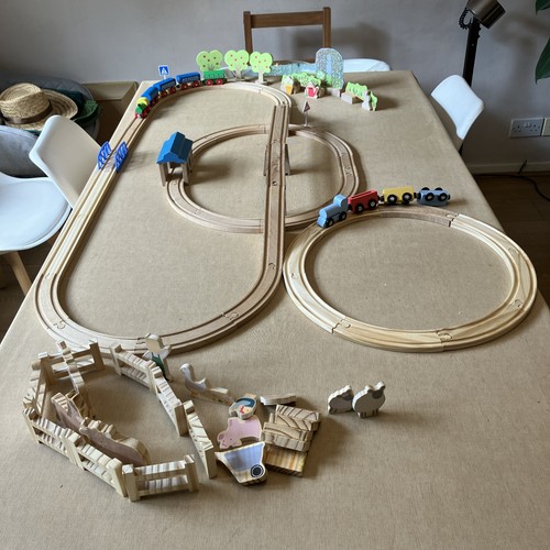 Wooden train track set farm - track,