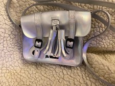 Dr Martens Mini Satchel Crossbody Silver Iridescent Leather Tassells Bag Satchel