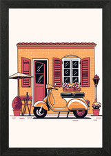 Vintage italian scooter Framed Wall Art Poster Canvas Print Picture