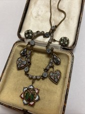 Antique Micromosaic Festoon Necklace With Scarab Beetle Rare