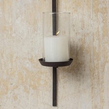 Wall Hung Pillar Candle Sconce, Metal Candleholder, Rustic Lantern