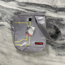 Vintage Quiksilver RARE 'Sample' 2000's Y2K Vinyl Grey Satchel Messenger Bag