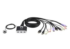 Aten CS292 2-Port USB HDMI/Audio Cable KVM Switch with Remote Port Selector