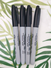 4x Genuine SHARPIE PENS in Jet Black Fine Bullet Point