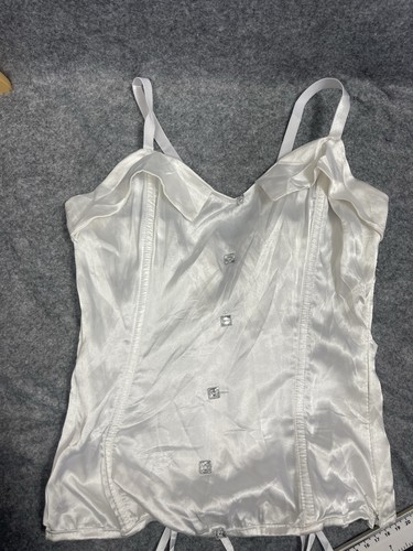 White satin corset top - white,