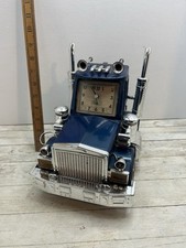 American Big Rig Truck Novelty Alarm Clock Vintage Blue With Lights And Sounds