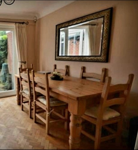 Large pine farmhouse dining - farmhouse,