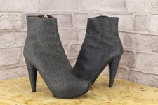 BLUE LEATHER HIGH HEEL ANKLE