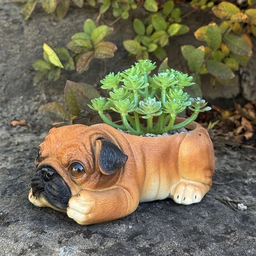 Pug dog resin planter - dog,