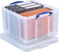 Plastic Storage Box W/ lockable lid Really Useful Box 2 x 42L Capacity - Clear