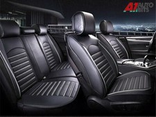 Deluxe Black White PU Leather Full Set Seat Covers For Vw Golf Tiguan T-roc Polo