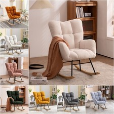Modern Upholstered Rocking Chair Single Sofa Rocker Relax Armchair Recliner Seat