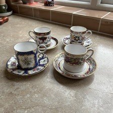 Four Bone China Cups And Saucers. Spode, Prince regent, Royal Worcester. Mint