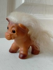 Rare Vintage Dam horse troll . original white mohair. Made in Denmark 1964.7 cm