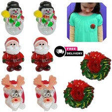 4.5cm Kids Adult LED Lightup Brooches, Xmas Party Decor Festive Pin Badges Gift