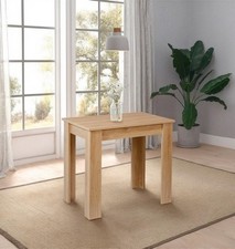 Dining Table, Oak Effect Fixed Top Table 80cm, Wooden Kitchen Table