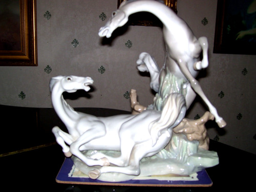 Lladro vintage 1980 horses - c.1980,