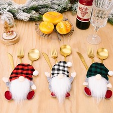 3/6pcs Christmas Gnome Kitchen Silverware Tableware Holder Cutlery Cover Bags