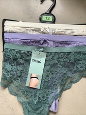 Marks & Spencer Women's 3 Pack Lace Thongs Size 12