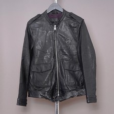 ALL SAINTS Leather Jacket LARGE Mens Black L Biker Bomber Celebrity Grail DORSET