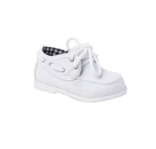 Baby Boys Canvas Boat Shoes UK 2 White Occasion Spanish Sevva