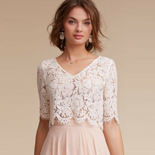 Half Sleeves Wedding Lace Jacket V-neck Bridal Wrap Bolero Weddng Coat