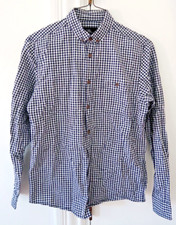 Cedar Wood State men's size SMALL blue white check print button down dress shirt