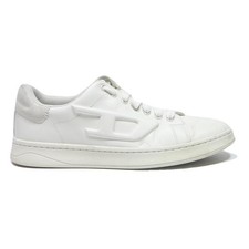 DIESEL Mens Low Top Trainers White Leather UK 9 Stylish Casual Footwear