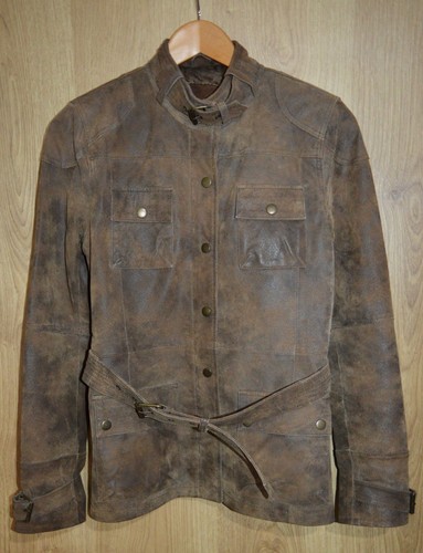 Leather jacket belted brown - jacket,