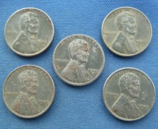 5x USA STEEL ONE CENT COINS