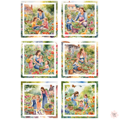 Gardening mum card toppers - 6,