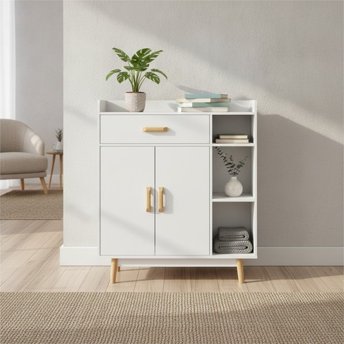White wooden sideboard - white,
