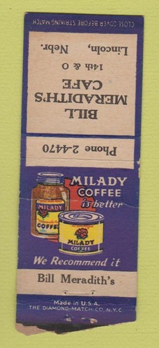 Matchbook cover milady - matchbook,