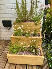 Rustic wooden garden planter - rustic,