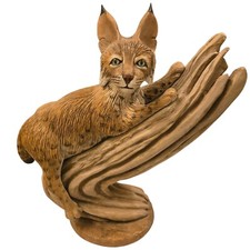 Carved Wood Bobcat Baby