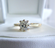 18ct Gold 1.00ct Old Mine Cushion Cut Diamond Solitaire Engagement Ring Size P
