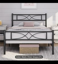 3ft Black Metal Bed Frame with