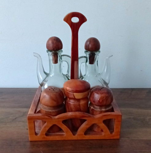Vintage wood caddy oil - oil, &