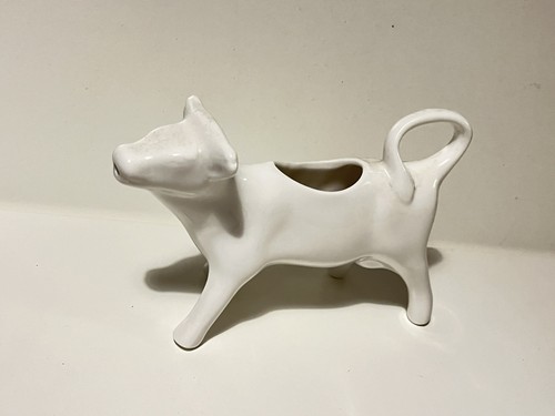 Vintage white porcelain cow - white,