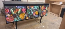 Midcentury Sideboard Tropical Print Upcycled Painted Living Room Furniture. SOLD