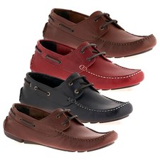 Mens Leather Lace Up Walking Boat Deck Casual Driving Moccasin Loafer Shoes Size